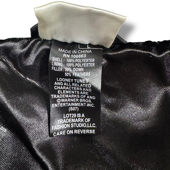 Vintage Lot 29 Looney Tunes Puffer Jacket Juniors Size L Y2K Streetwear Cropped - Picture 7 of 11